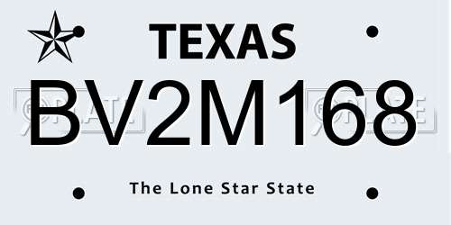 BV2M168 Texas License Plate