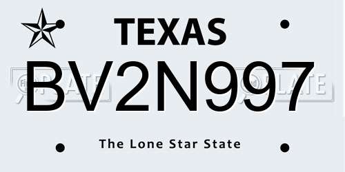 BV2N997 Texas License Plate