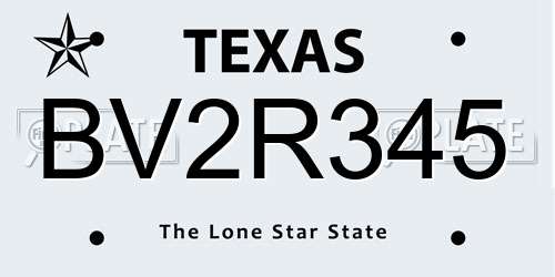 BV2R345 Texas License Plate