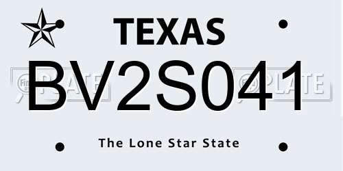 BV2S041 Texas License Plate