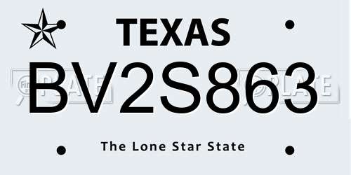 BV2S863 Texas License Plate