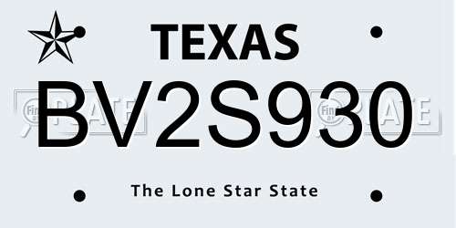 BV2S930 Texas License Plate