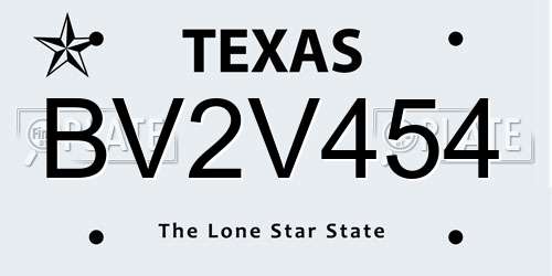 BV2V454 Texas License Plate