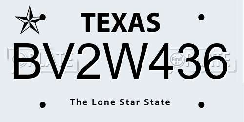BV2W436 Texas License Plate