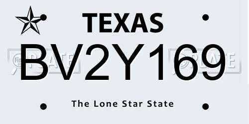BV2Y169 Texas License Plate