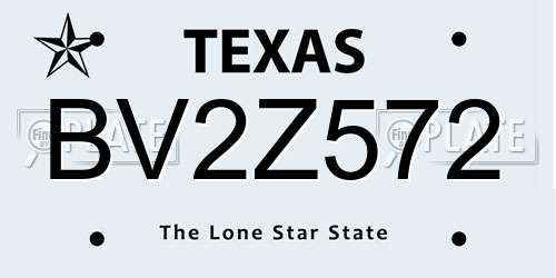 BV2Z572 Texas License Plate