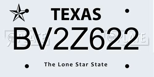 BV2Z622 Texas License Plate