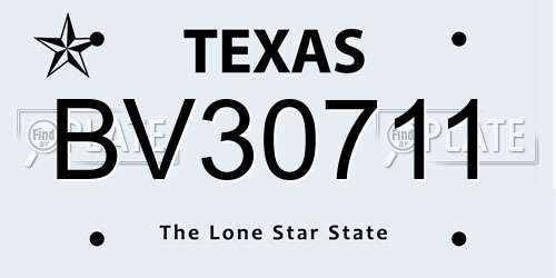 BV30711 Texas License Plate