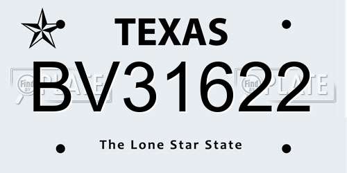 BV31622 Texas License Plate