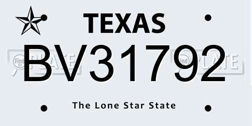BV31792 Texas License Plate