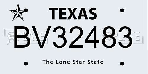 BV32483 Texas License Plate