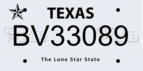 BV33089 Texas License Plate