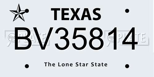 BV35814 Texas License Plate