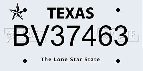BV37463 Texas License Plate