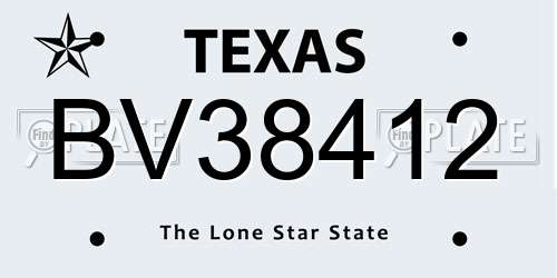 BV38412 Texas License Plate