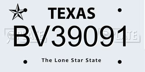BV39091 Texas License Plate