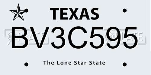 BV3C595 Texas License Plate