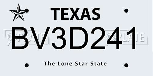 BV3D241 Texas License Plate