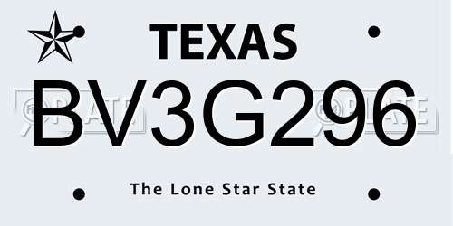 BV3G296 Texas License Plate