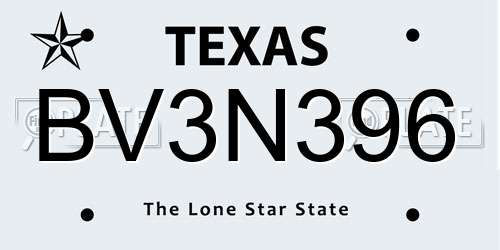 BV3N396 Texas License Plate