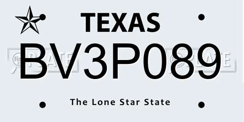 BV3P089 Texas License Plate