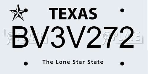 BV3V272 Texas License Plate
