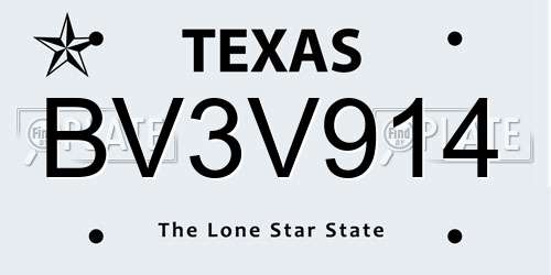 BV3V914 Texas License Plate