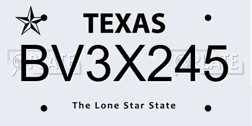 BV3X245 Texas License Plate