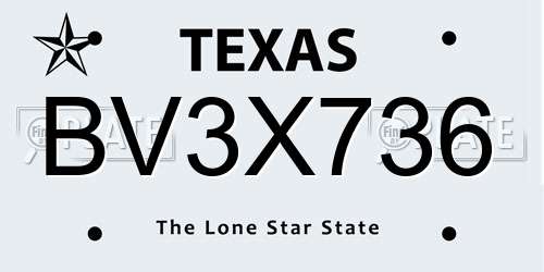 BV3X736 Texas License Plate