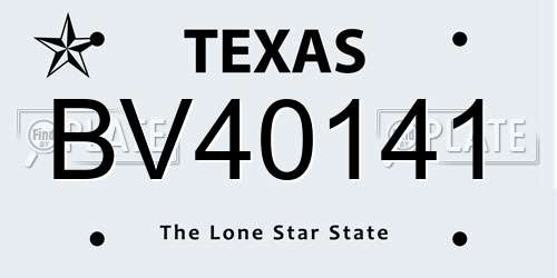 BV40141 Texas License Plate