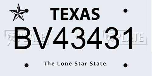 BV43431 Texas License Plate
