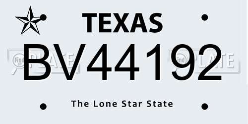 BV44192 Texas License Plate
