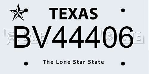 BV44406 Texas License Plate