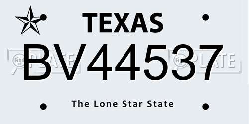 BV44537 Texas License Plate