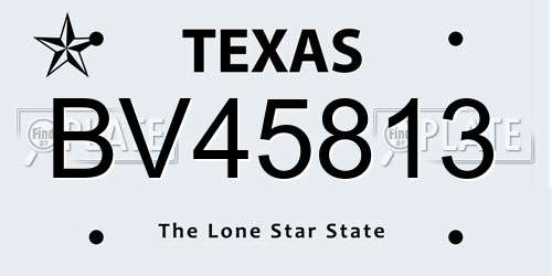 BV45813 Texas License Plate