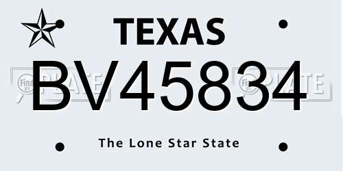 BV45834 Texas License Plate
