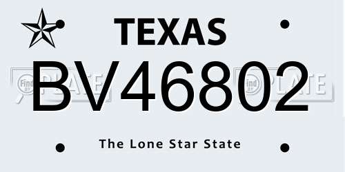 BV46802 Texas License Plate