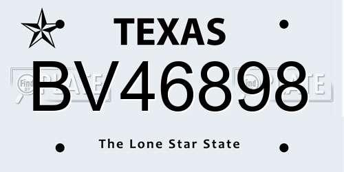 BV46898 Texas License Plate