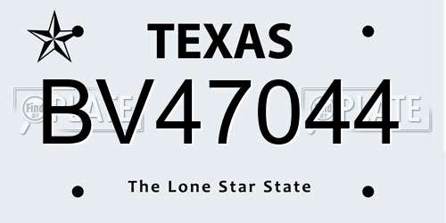 BV47044 Texas License Plate