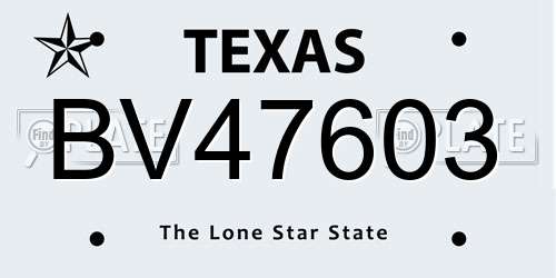 BV47603 Texas License Plate