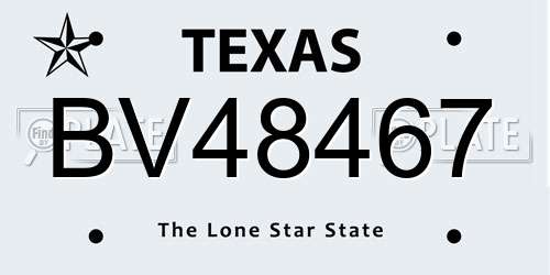 BV48467 Texas License Plate