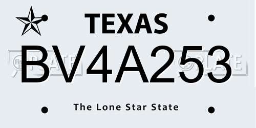 BV4A253 Texas License Plate