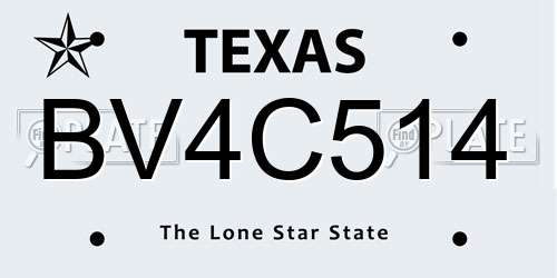BV4C514 Texas License Plate