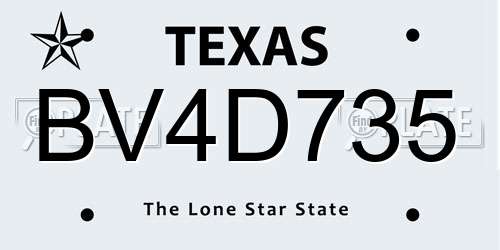 BV4D735 Texas License Plate