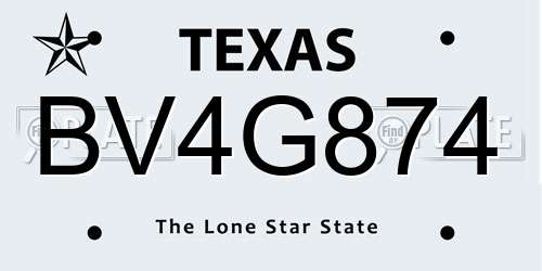 BV4G874 Texas License Plate