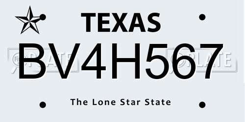 BV4H567 Texas License Plate