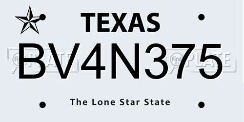 BV4N375 Texas License Plate