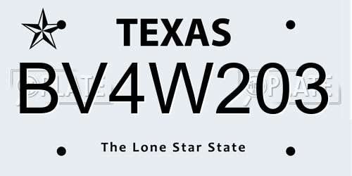 BV4W203 Texas License Plate