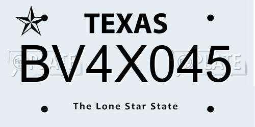 BV4X045 Texas License Plate