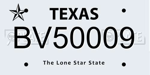 BV50009 Texas License Plate